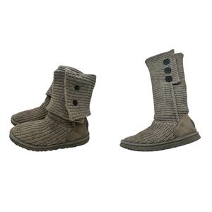UGG Australia 5819 Classic Cardy Brown Knit Fold Over Boots Shoes US Women's 9